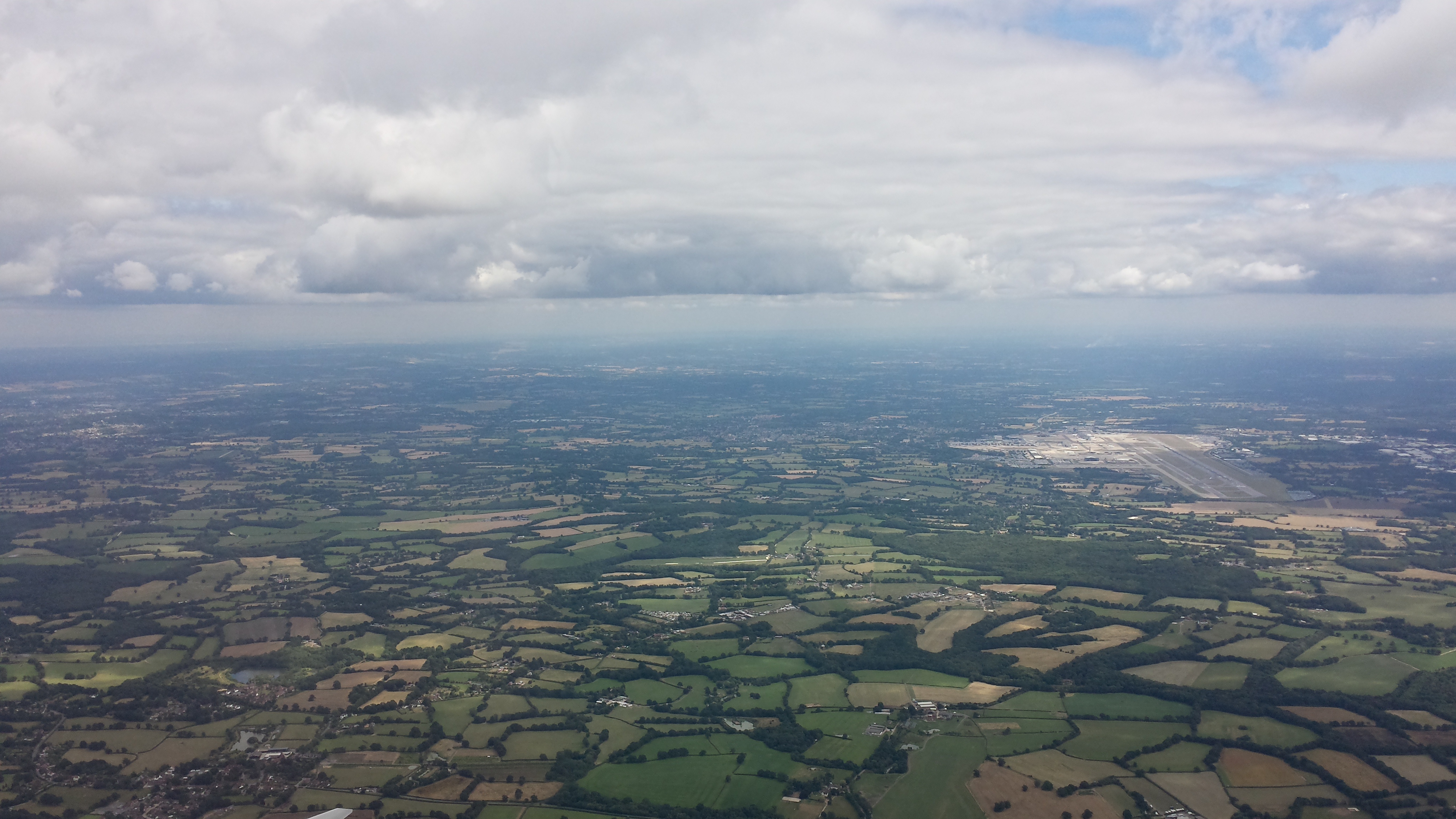 Greater London area countryside from the air.